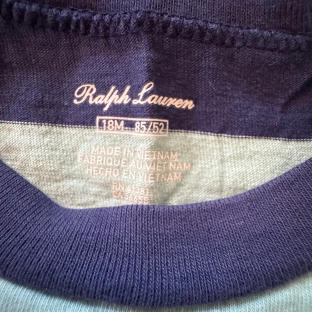 Ralph Lauren Baby Boys Striped Tee – Size 18M (Blue & Mint Green)